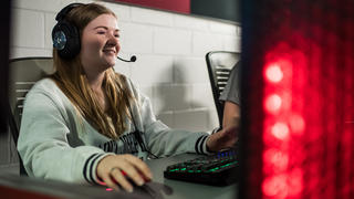 Allison Grenier ’21 competes in an online competition in the new esports lab in Merion Hall
