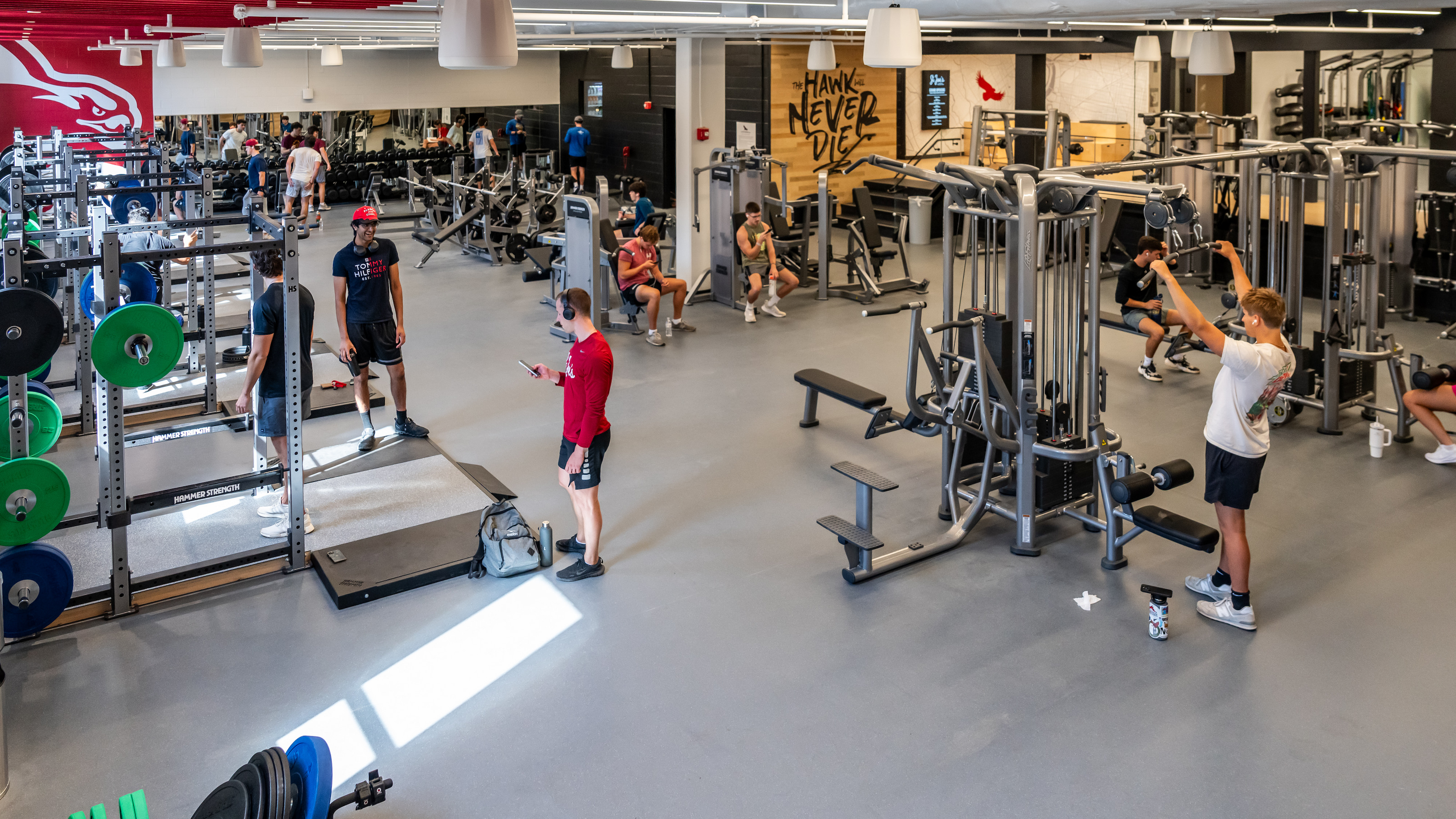 New fitness center’s open-concept floor plan allows for better visibility.