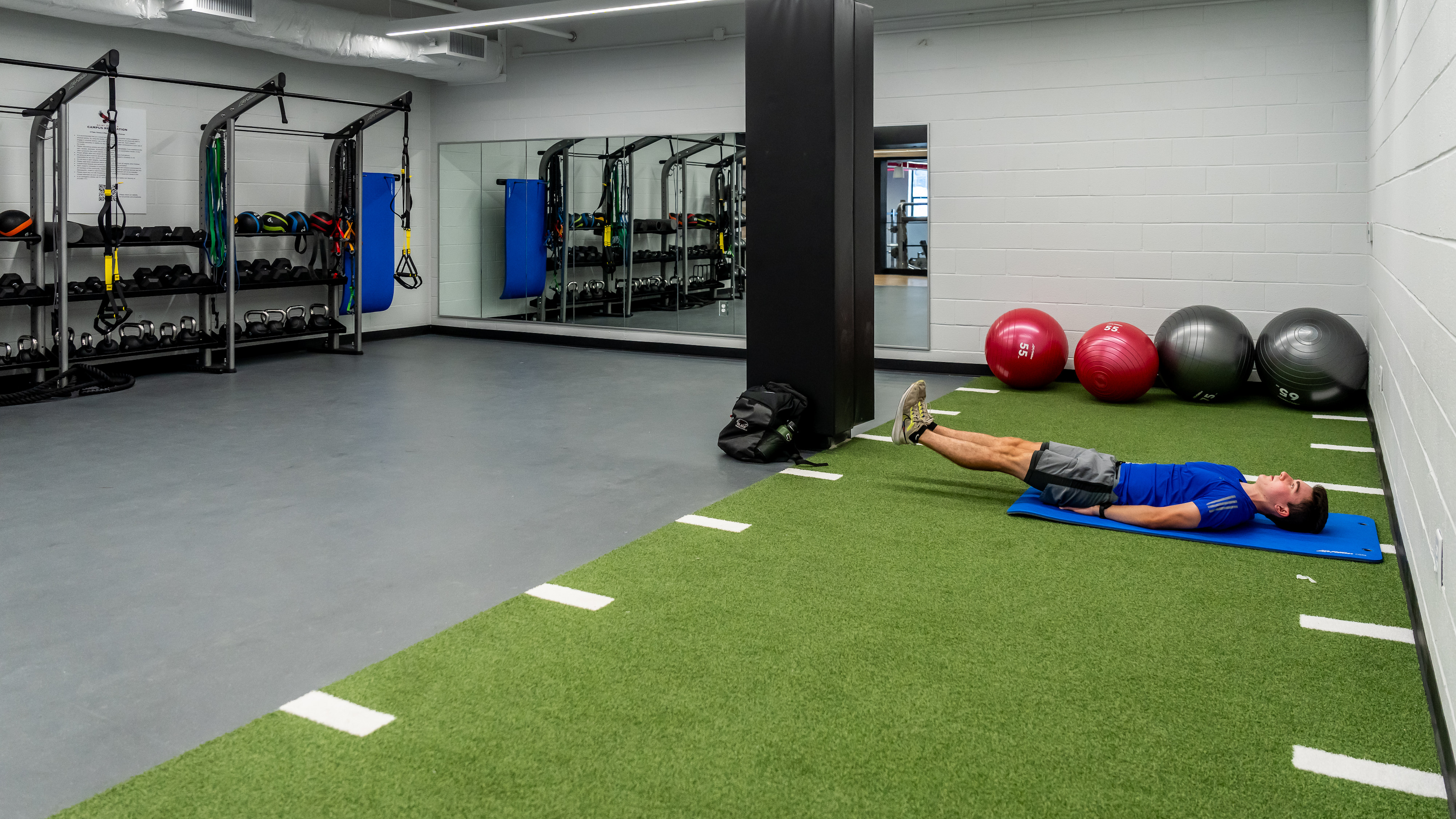 New functional training area built for group fitness classes, holistic wellness programming and student activities.