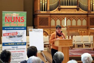 Sr. Betsy Van Deusen, CSJ, addresses the crowd.