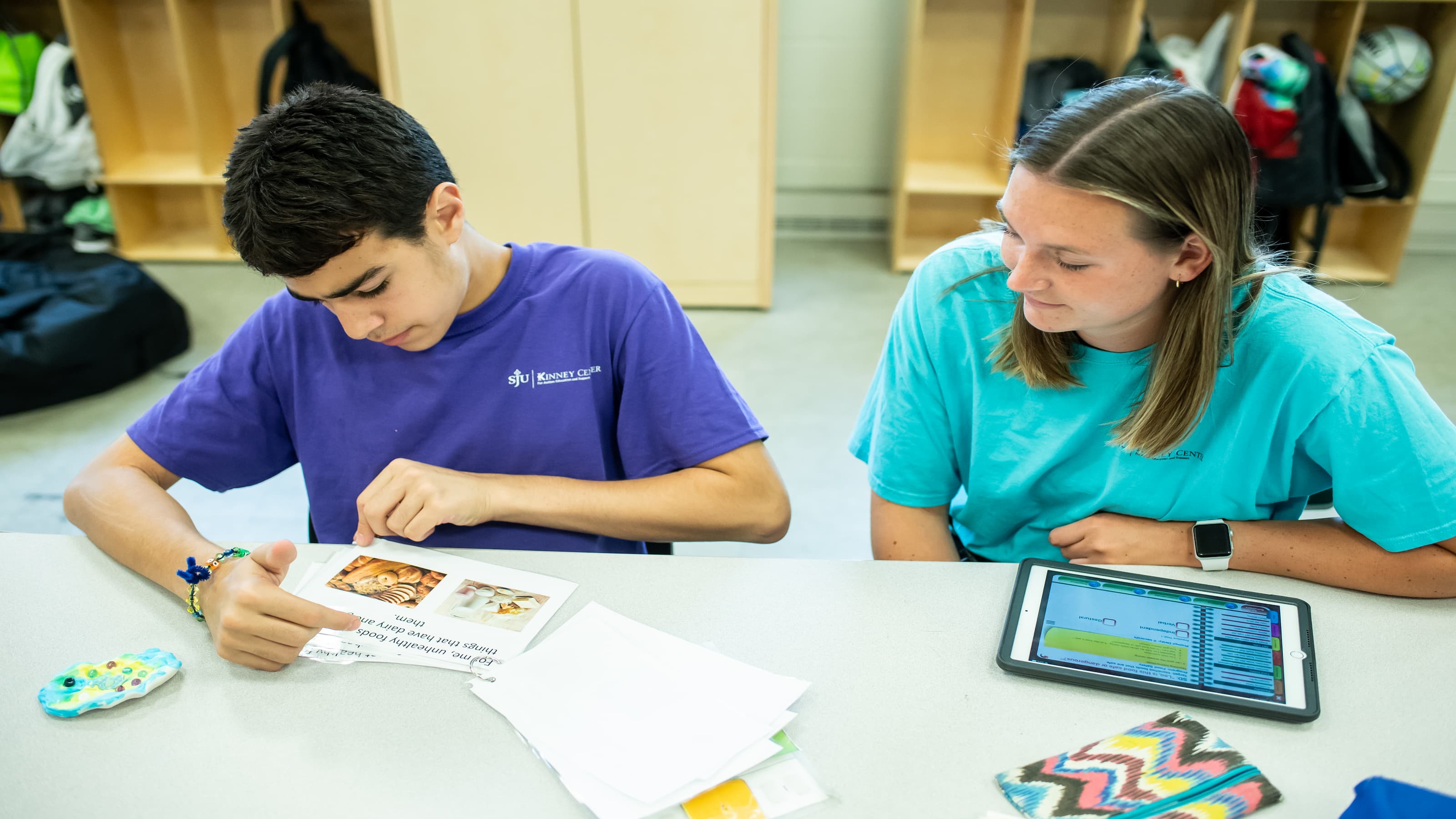 A camper and a counselor at camp Kinney.