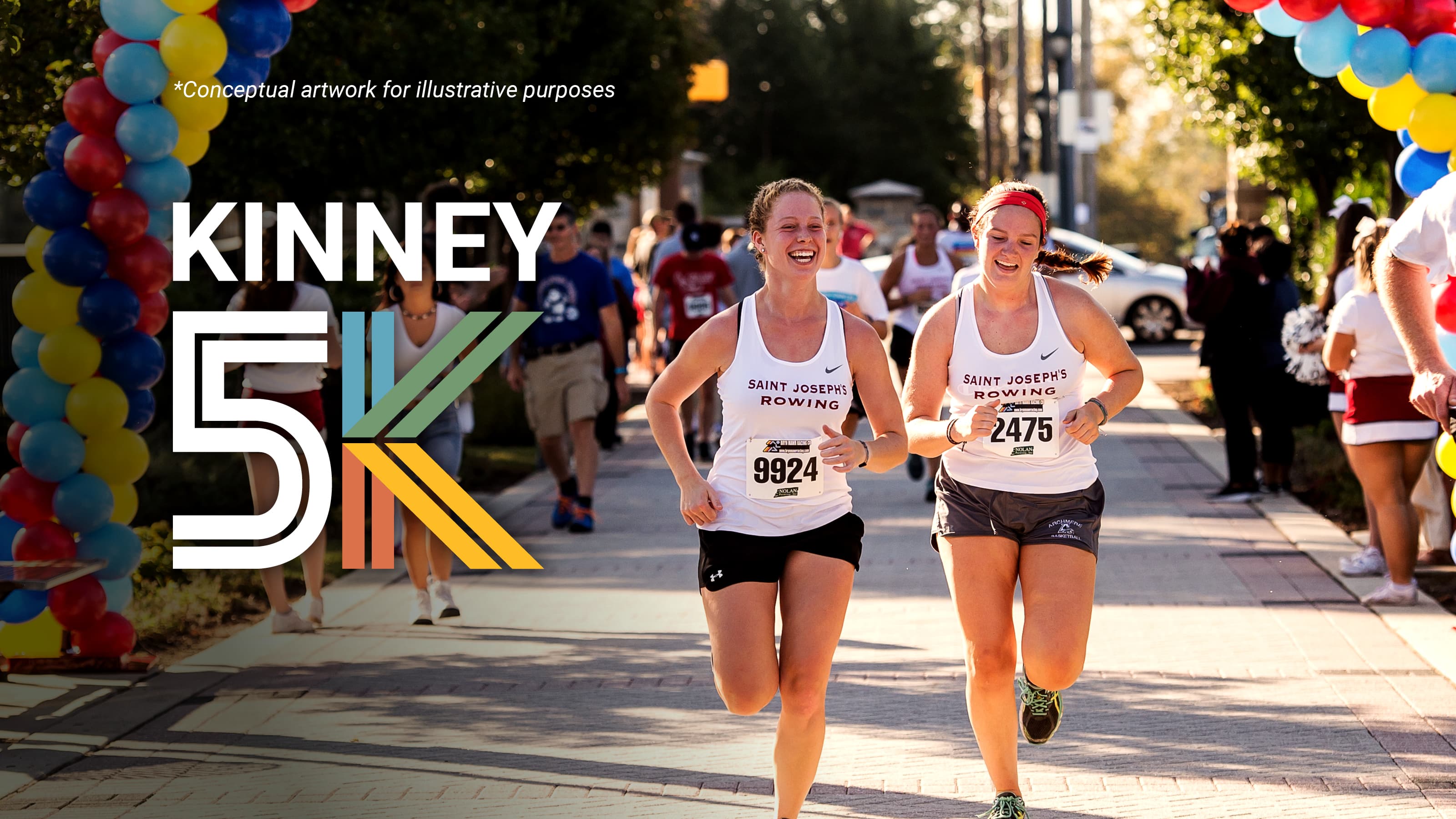 SJU rowing team running in the Kinney 5K 