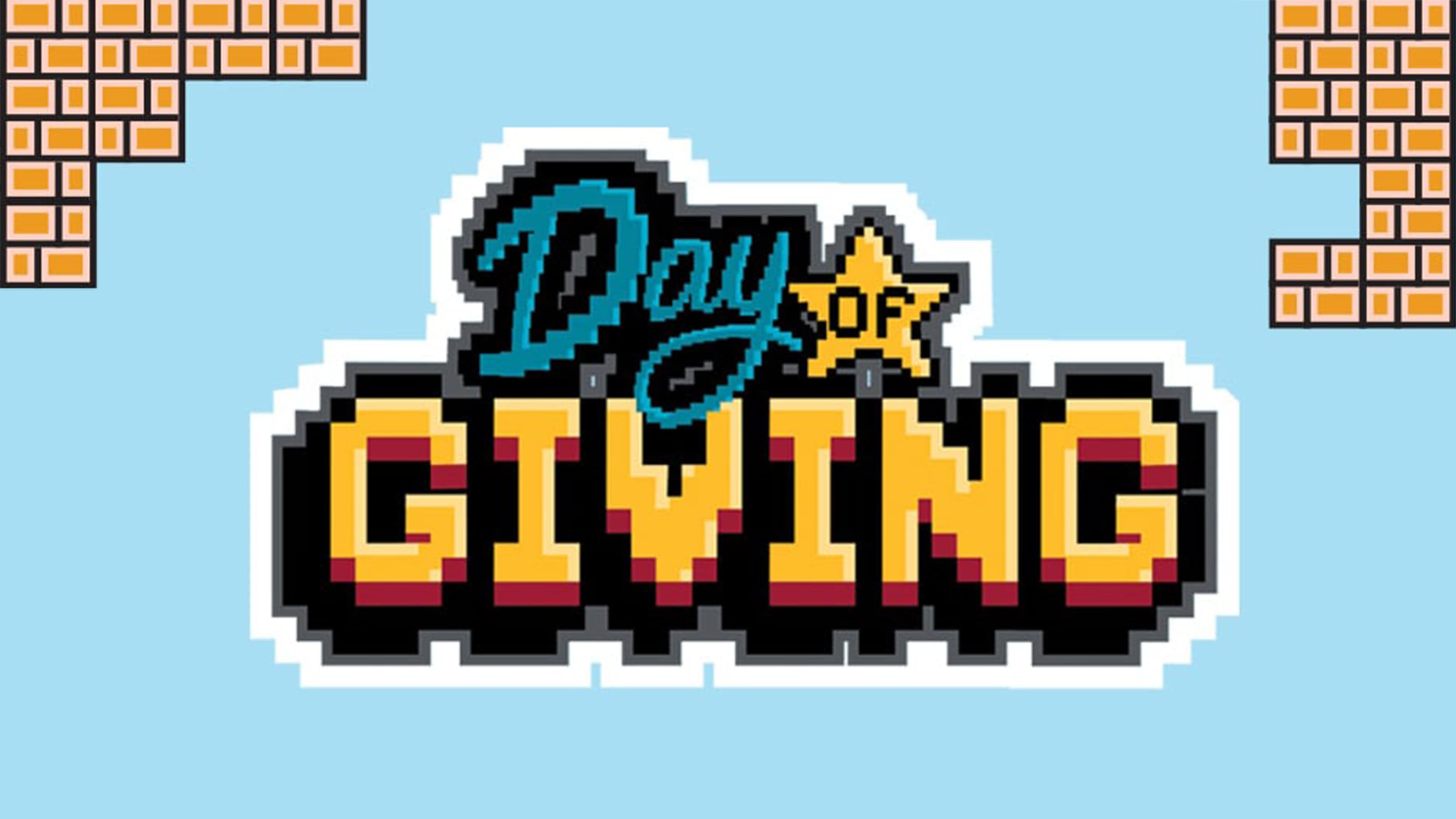 Day of Giving retro video game graphic