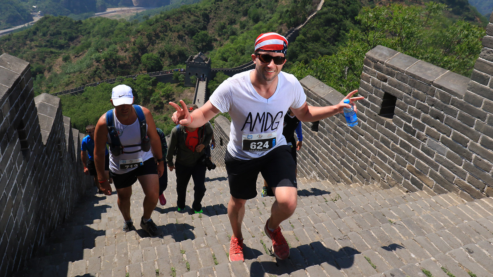 Daniel McCann, Esq. '09, an economics adjunct at Saint Joseph's Univeristy, running in the Great Wall of China.