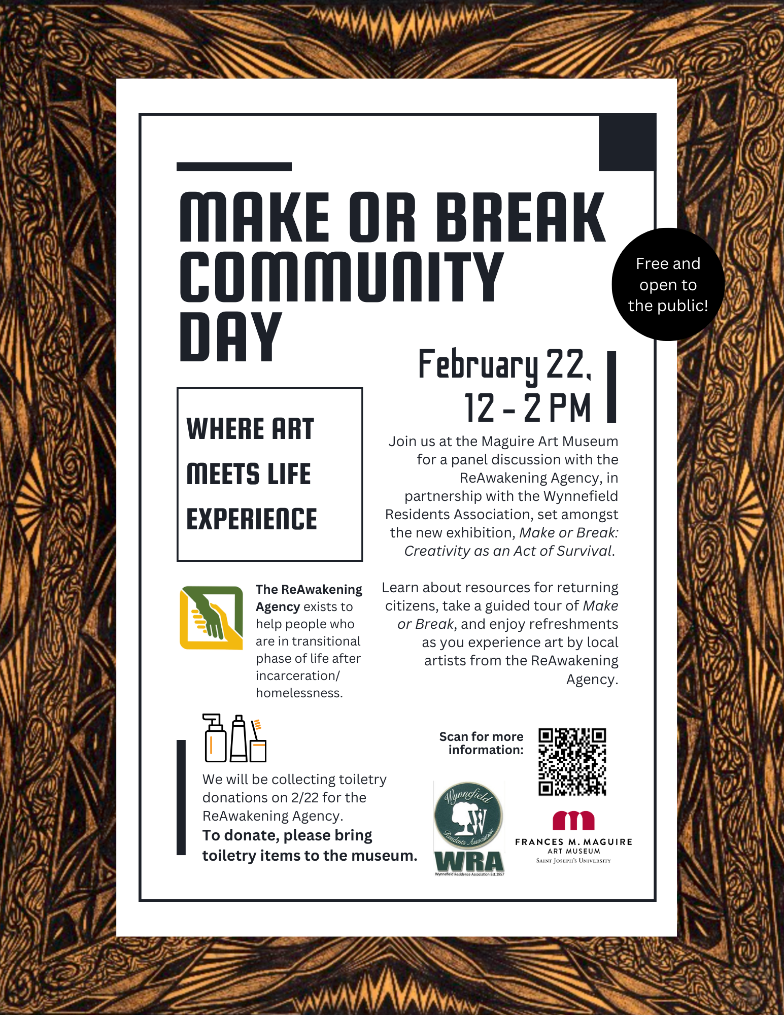 A flyer for Make or Break Community Day on February 22. 