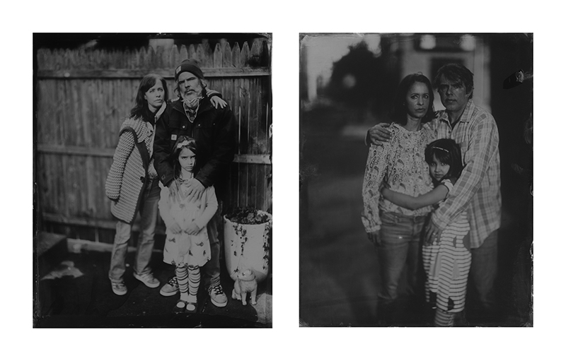 Lori, Sean and their daughter, Evie. Diptych photograph