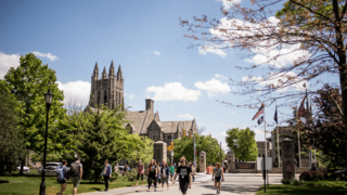Saint Joseph University students walking on Lapsley Lane